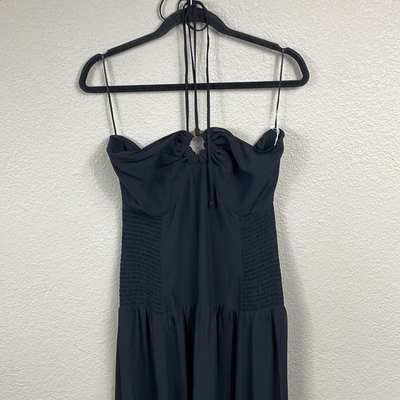 NWT Reformation Eleni Dress Black Maxi Halter Minimalist Vacation Sz 12 - Picture 5 of 14